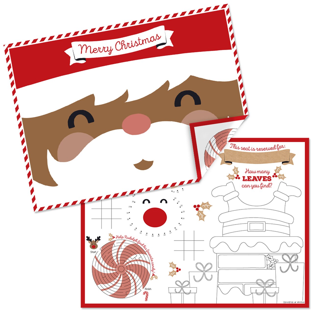 Big Dot of Happiness Jolly Santa Claus - Paper Christmas Party Coloring Sheets - Activity Placemats - Set of 16
